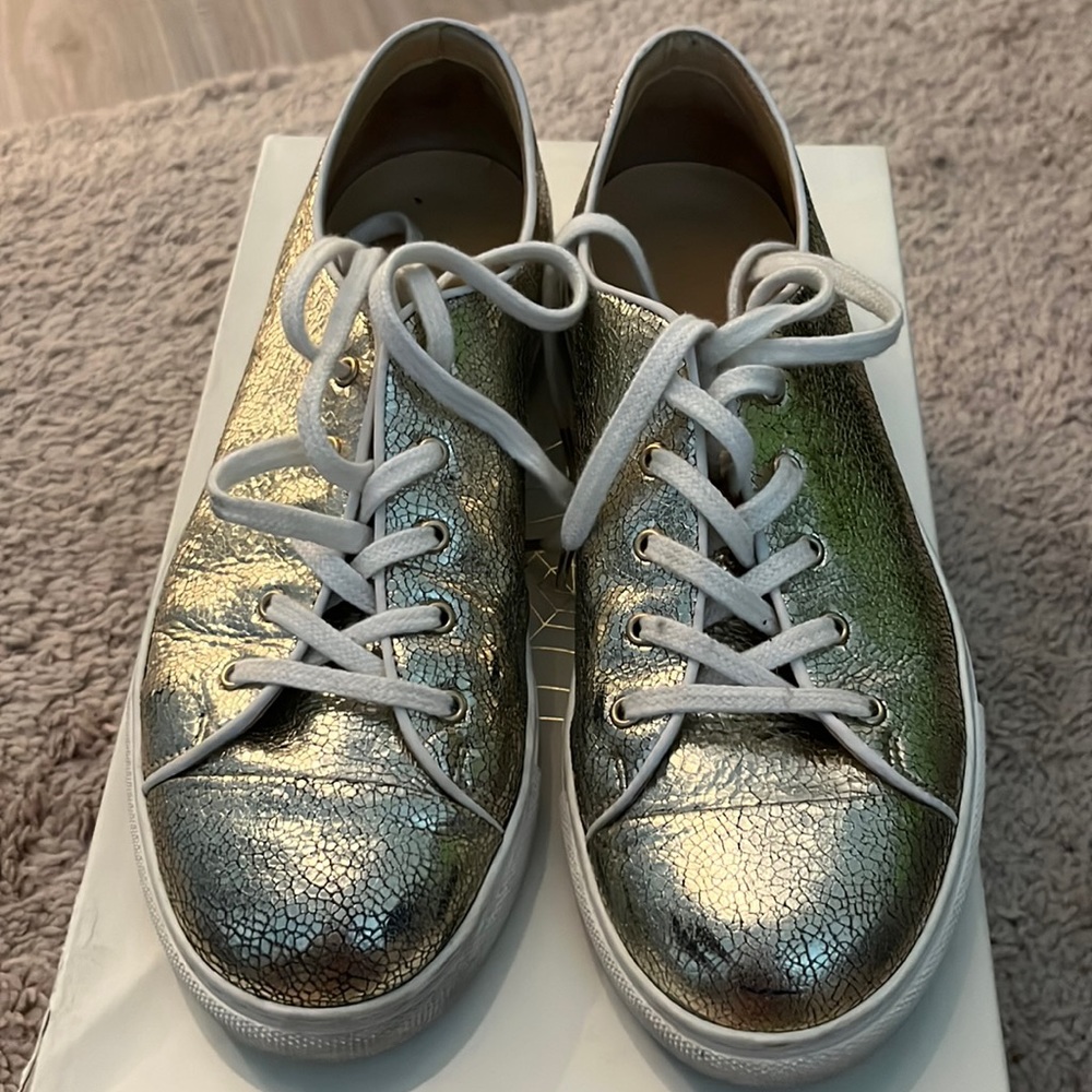 Charlotte Olympia Pale Gold Sneakers sz 38 /US 7